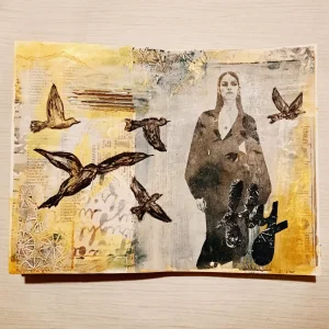 Art journal pagina met een magazine image transfer