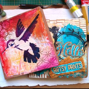 Mixed media op de kaft van een art journal