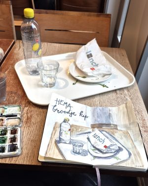 Urban sketching: teken wat je ziet (de restanten van mijn lunch)
