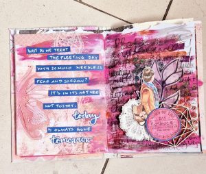 Art journal pagina met mixed media